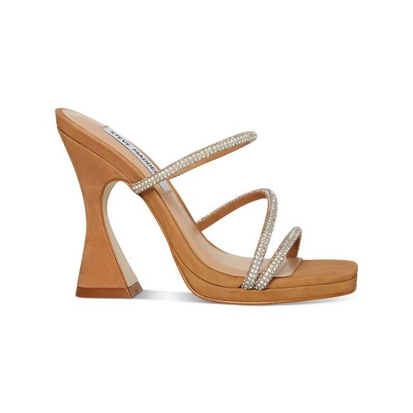 STEVE MADDEN Shoes - STEVE MADDEN Womens Beige 1/2" Platform Libbie Toe Slip On Heeled Sandal 10 M